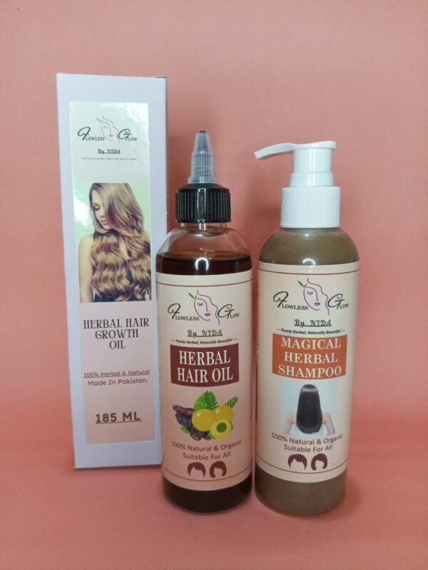 Herbal Hair Growth Oil + Herbal Shampoo-Flowless Glow
