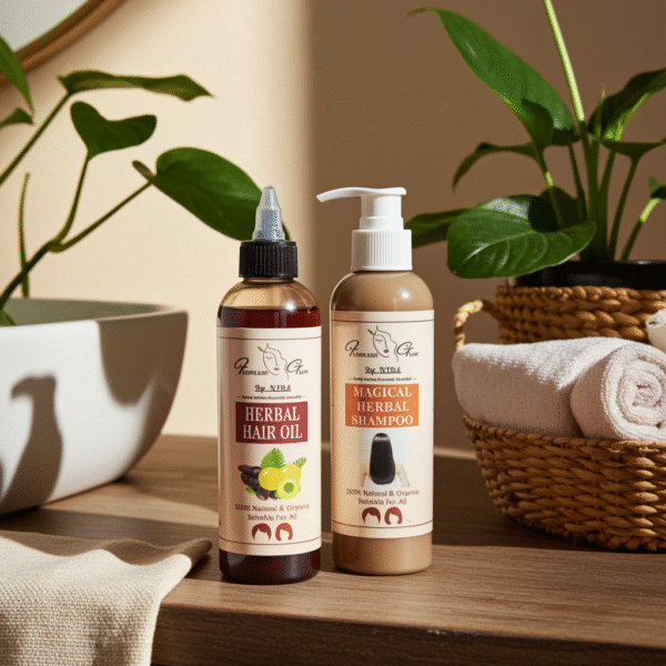 Herbal Hair Growth Oil + Herbal Shampoo-Flowless Glow