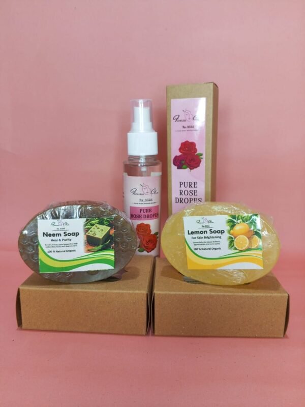 Organic Lemon + Neem Soaps + Organic Rose Water-Flowless Glow